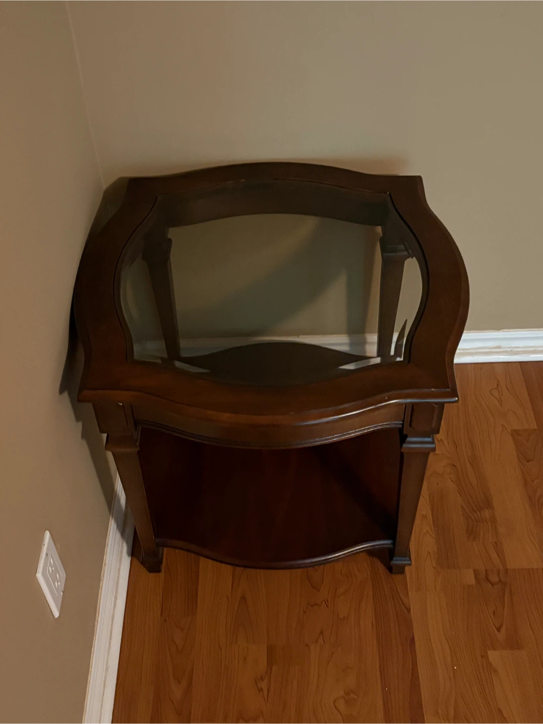 Vintage Style Wood and Glass Side Table