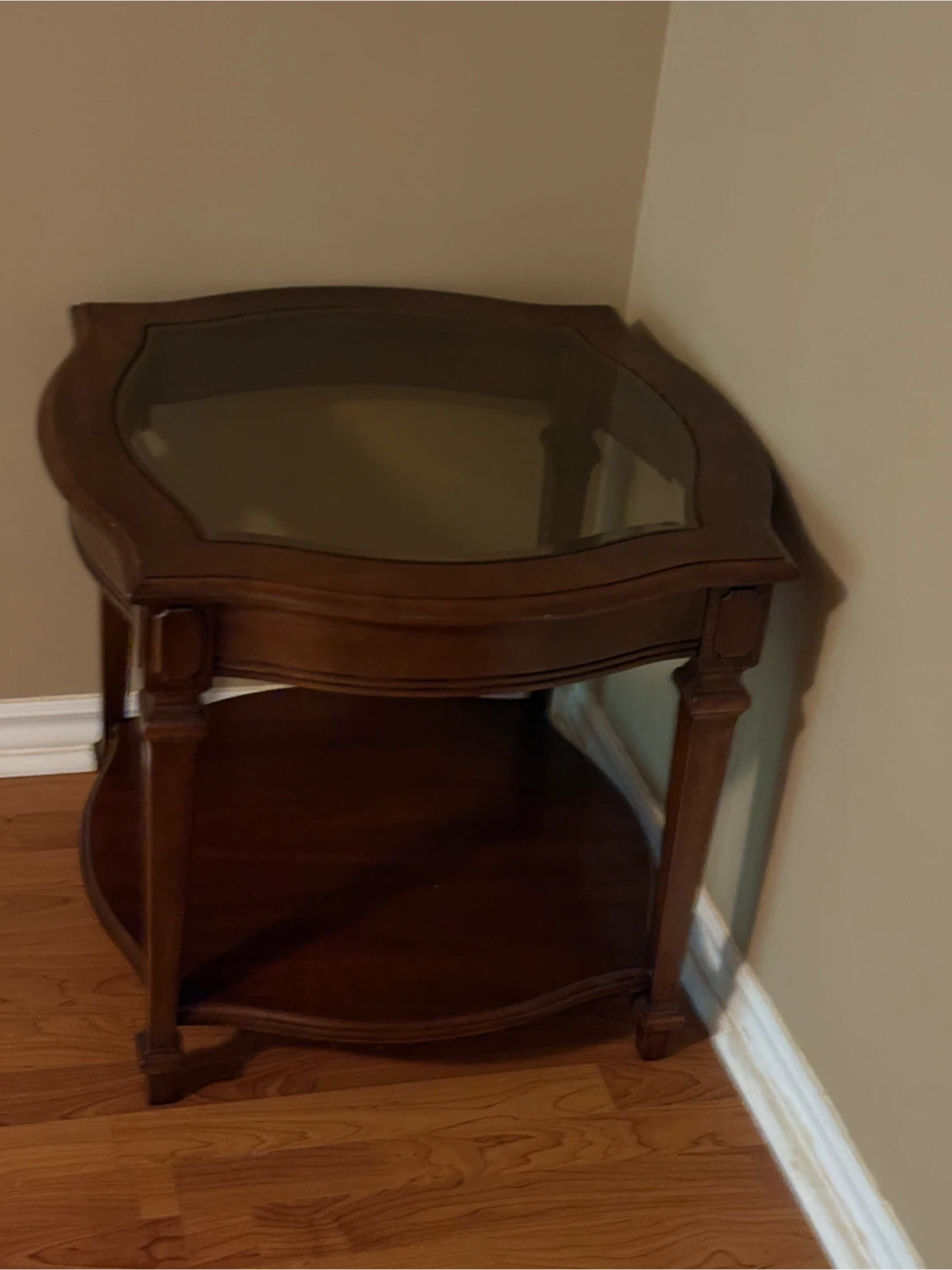 Vintage Style Wood and Glass Side Table - photo 2