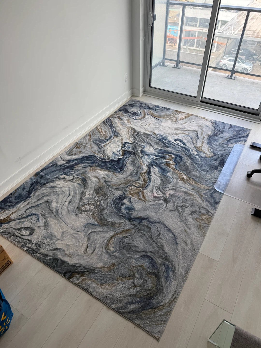 Abstract Area Rug, Blue and Grey