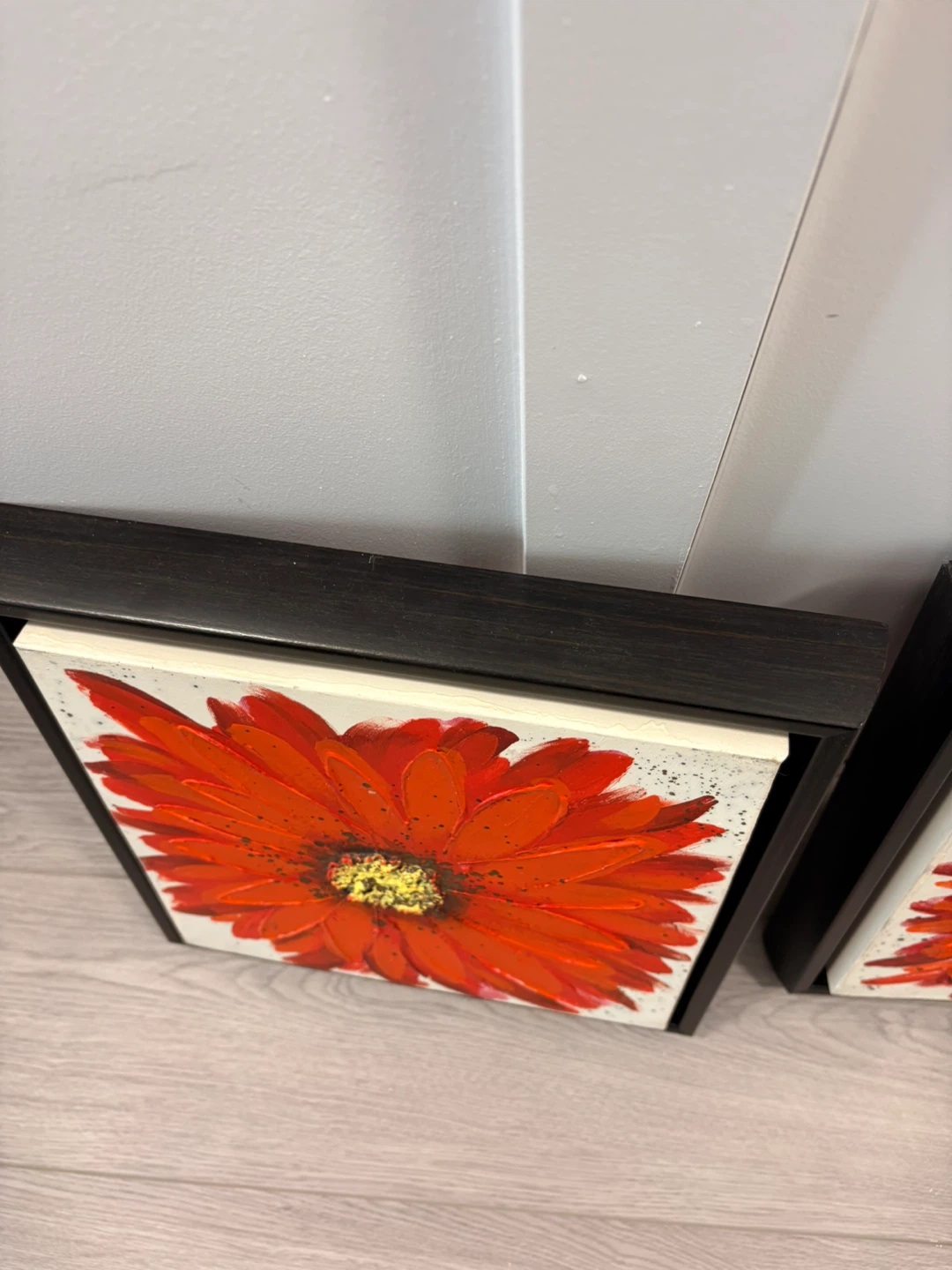 Set of Two Red Flower Wall Art Paintings - photo 3