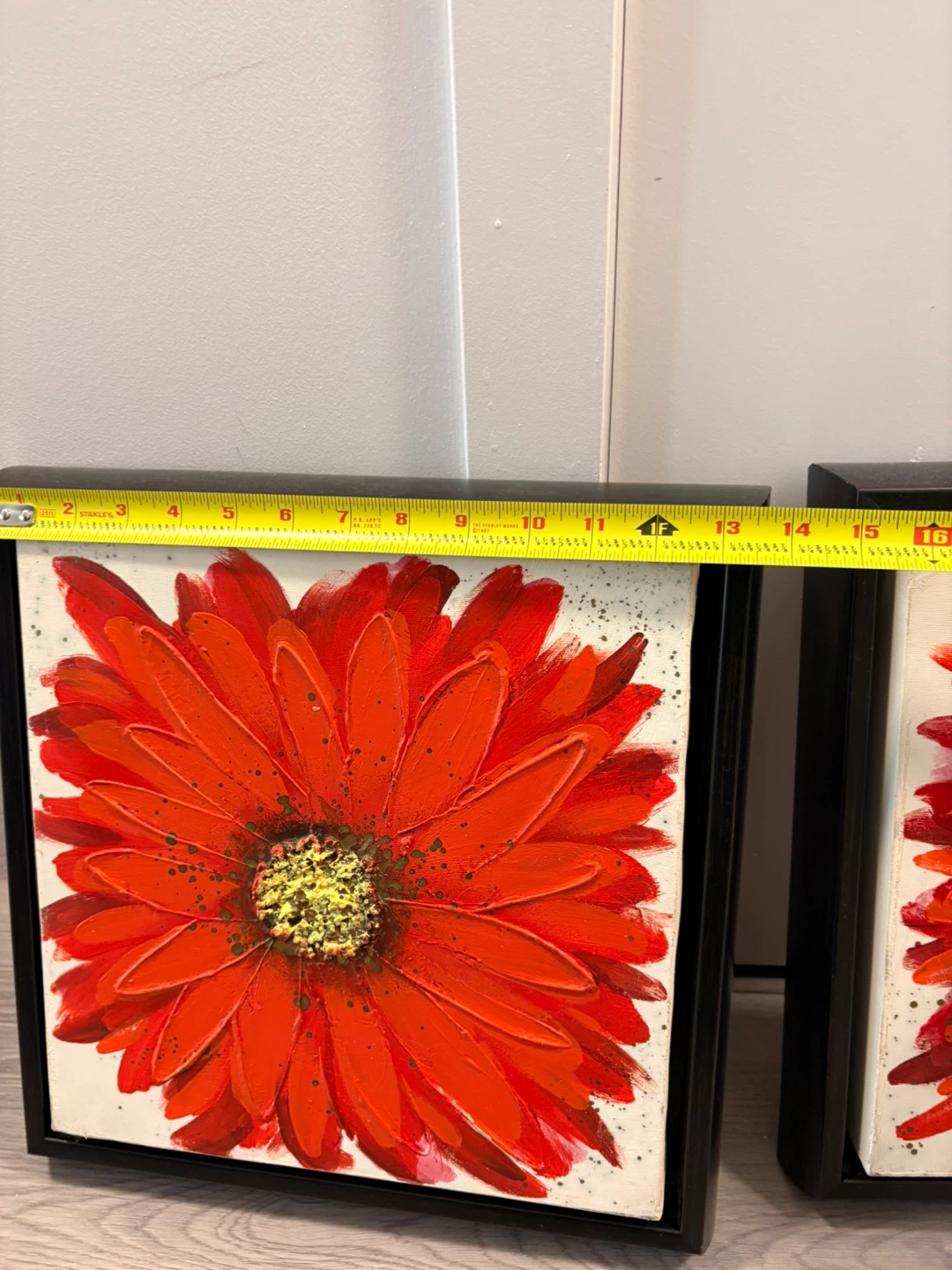 Set of Two Red Flower Wall Art Paintings - photo 4