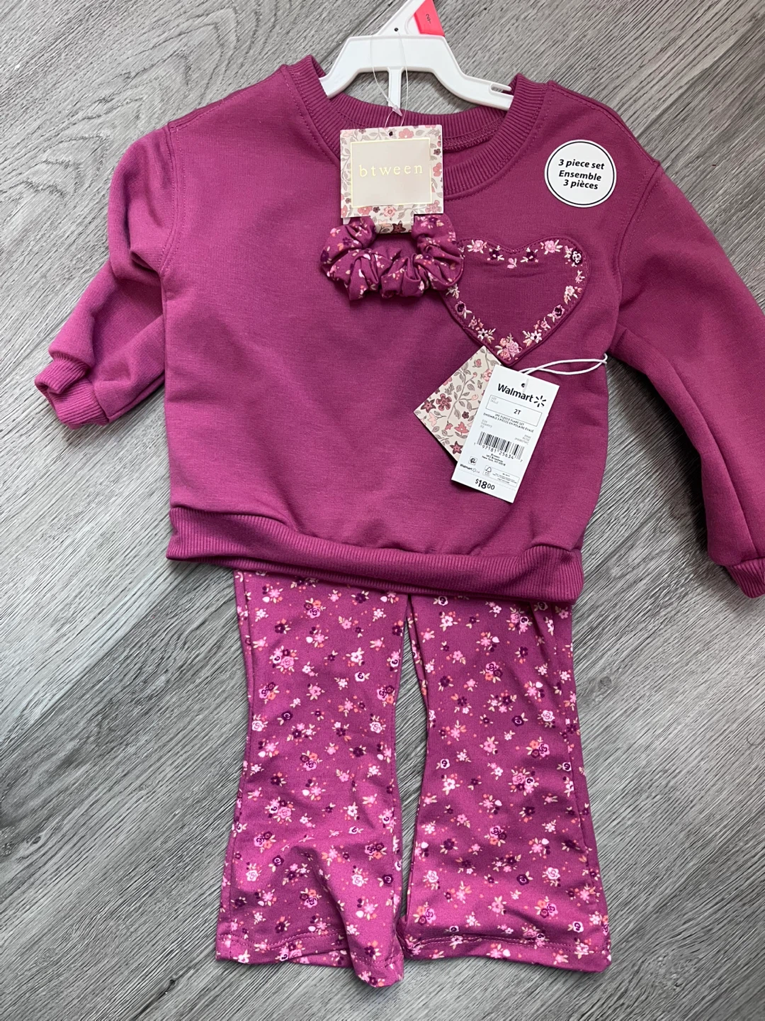 Btween 3-Piece Fleece Flare Set - Pink 2T