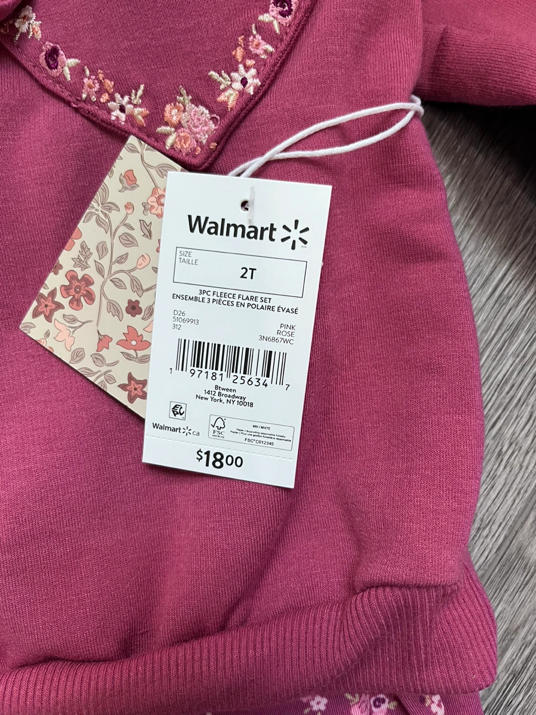 Btween 3-Piece Fleece Flare Set - Pink 2T - photo 2