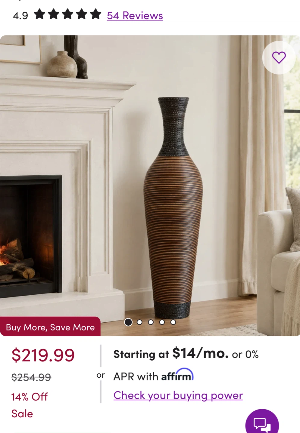 Tall Ribbed Floor Vase - photo 2