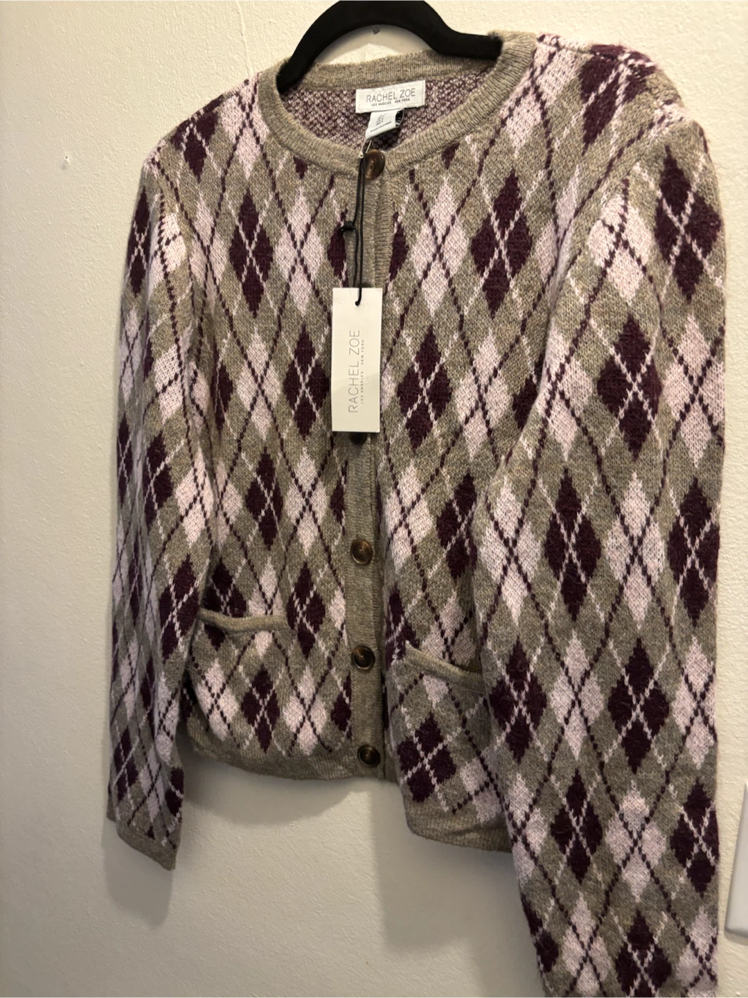 NEW-Rachel Zoe Argyle Cardigan Size S