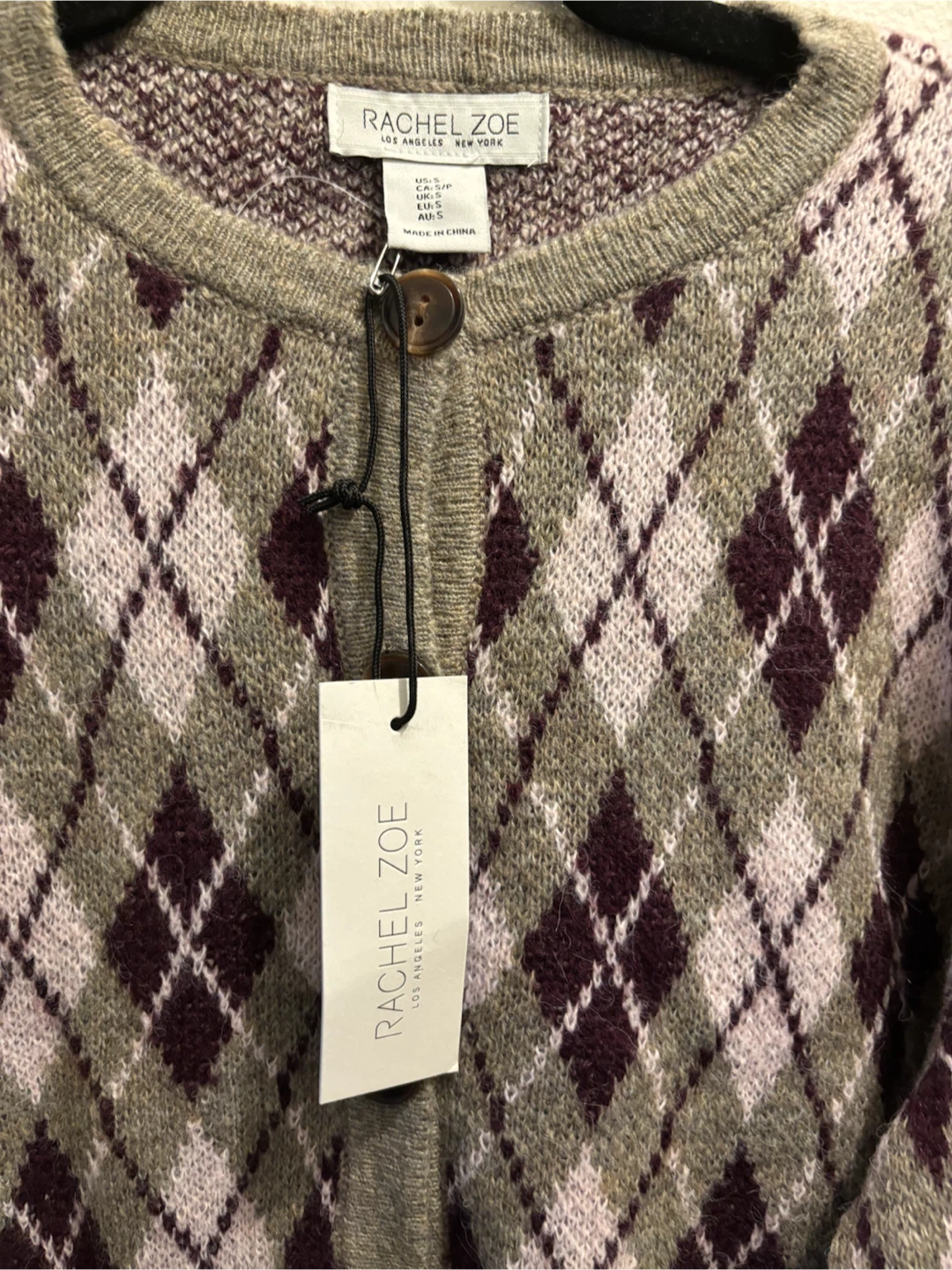 NEW-Rachel Zoe Argyle Cardigan Size S - photo 2