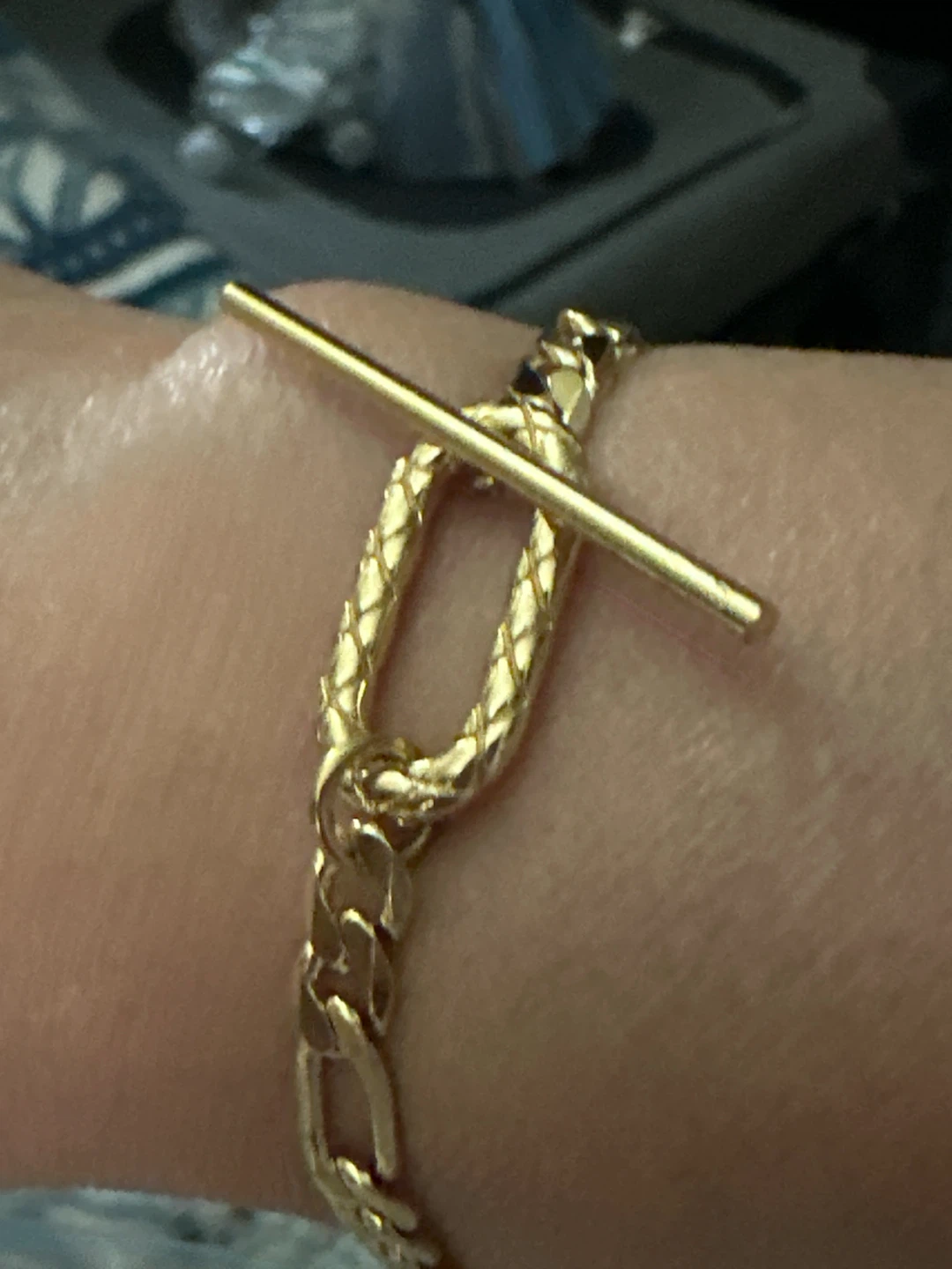 14kGold-Tone laminated Toggle Clasp Chain Bracelet