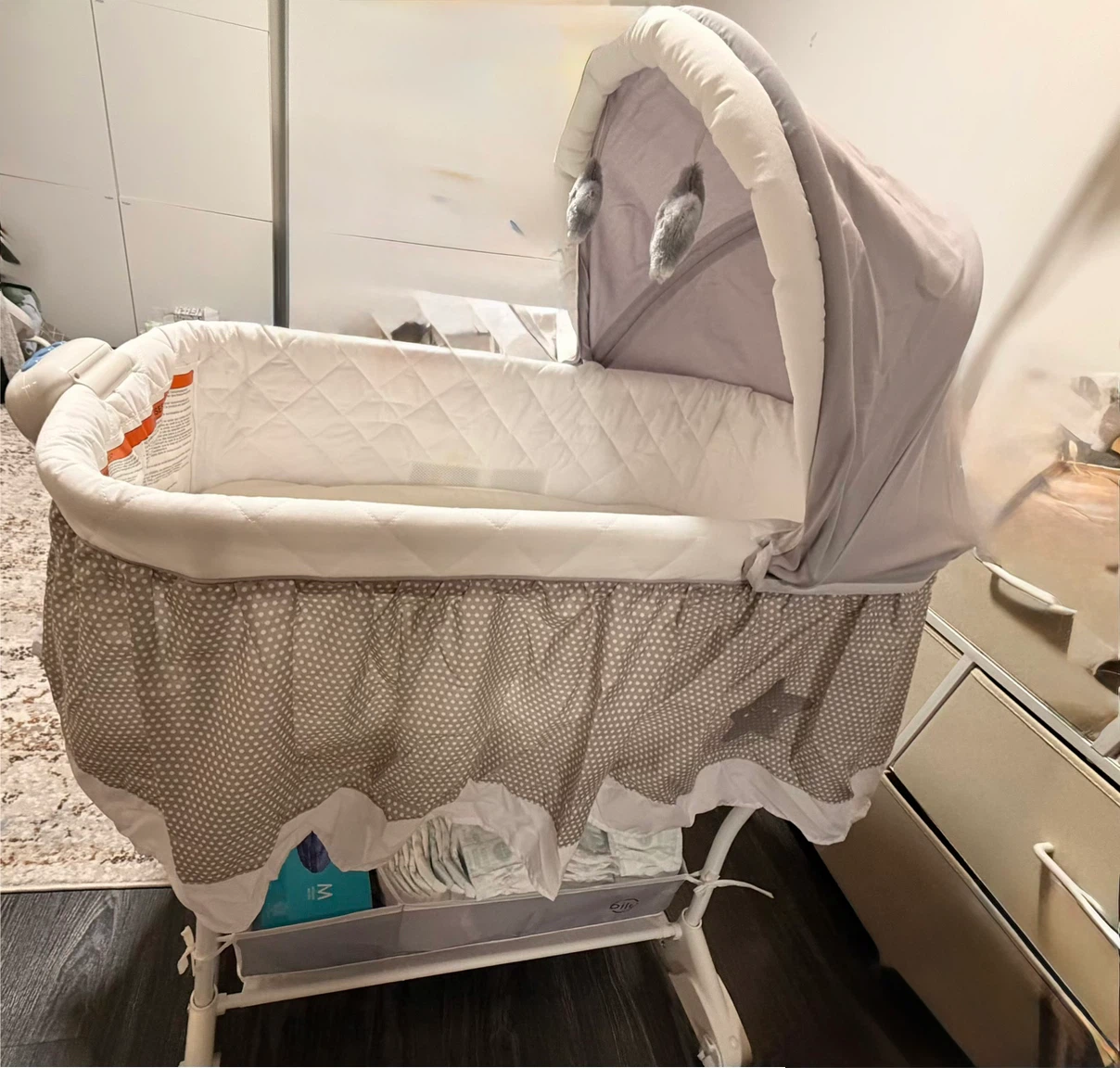 Baby Bassinet with Canopy and Sound Features