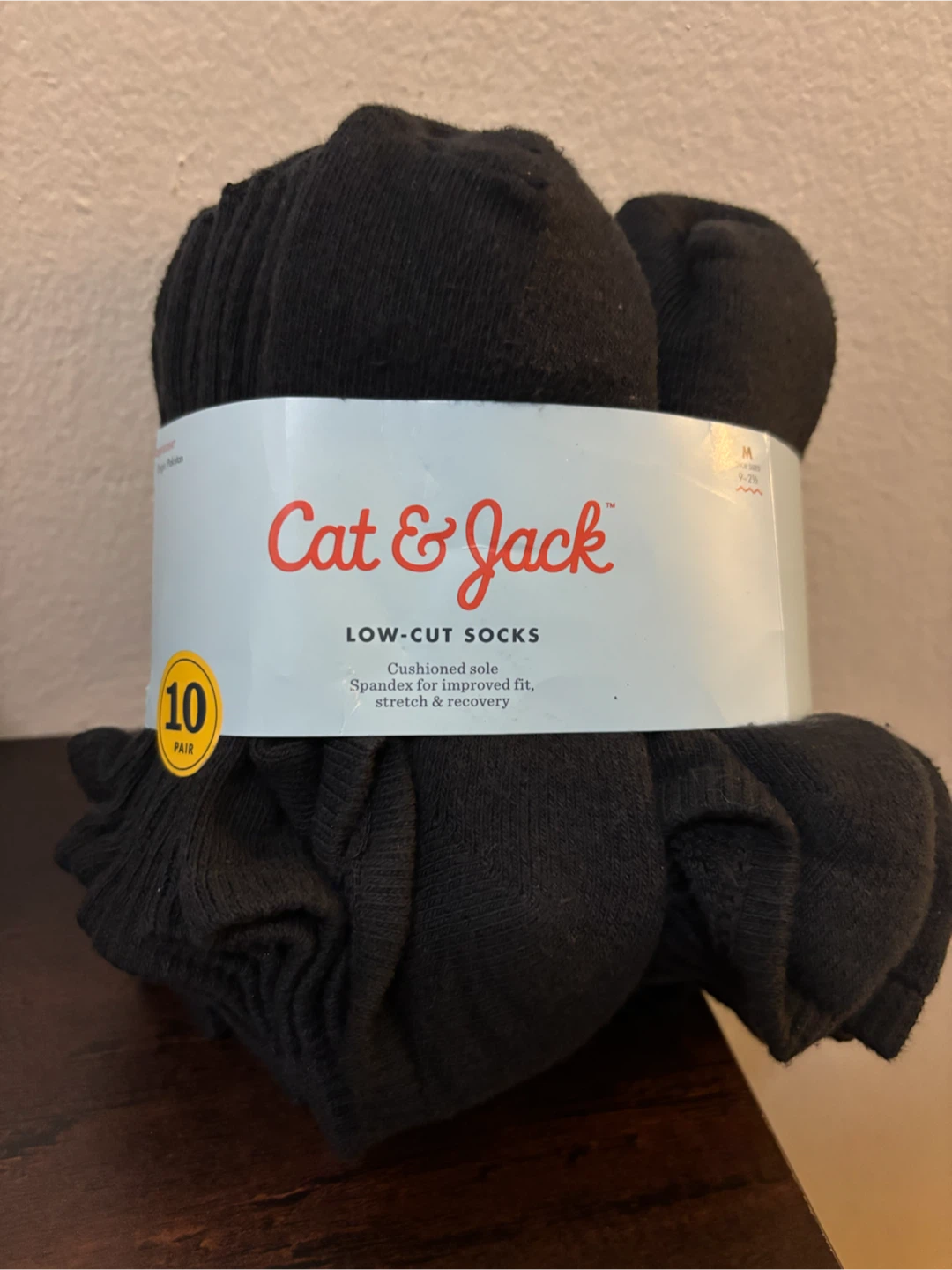 NEW-Cat & Jack Black Low-Cut Socks - 10 Pair Pack