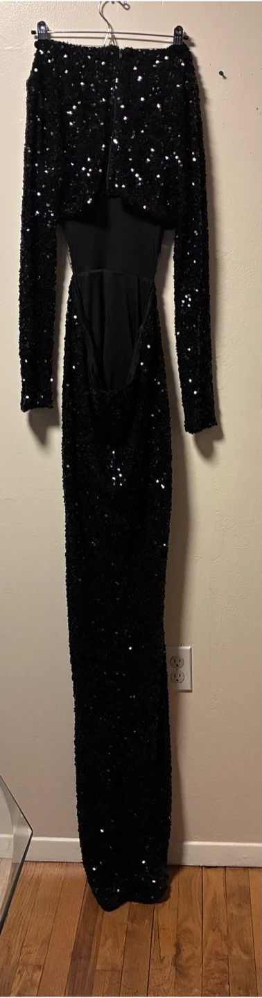 Novaluxe Black Sequin Long Sleeve Dress - photo 2