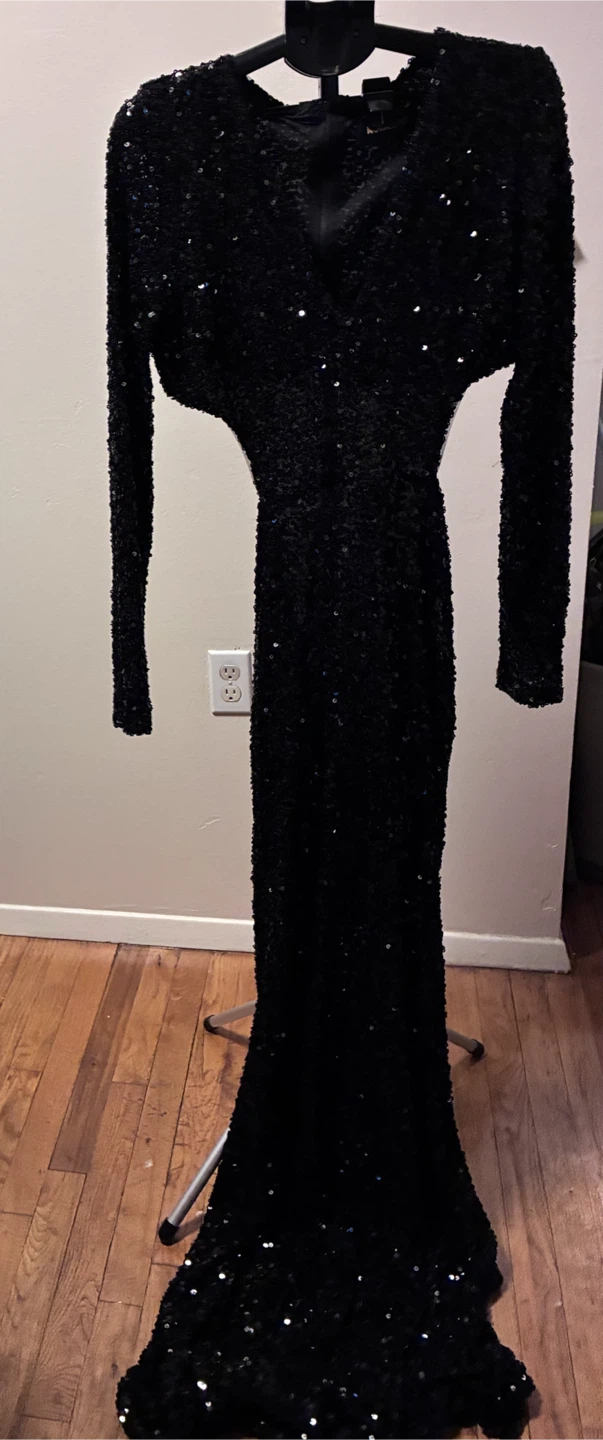 Novaluxe Black Sequin Long Sleeve Dress - photo 3