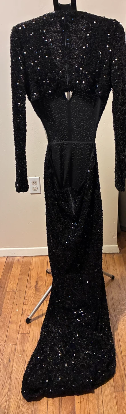 Novaluxe Black Sequin Long Sleeve Dress - photo 4