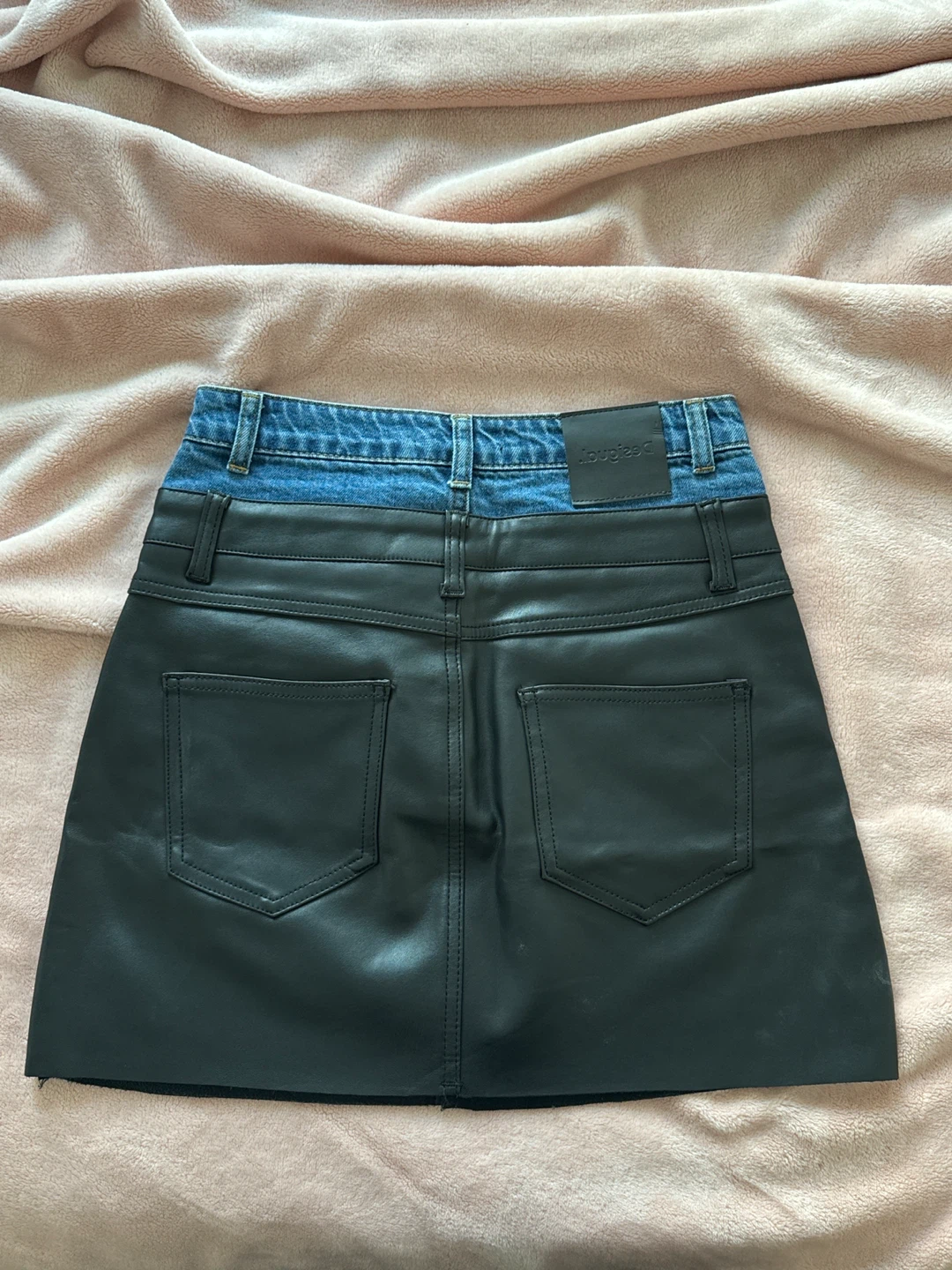 Desigual Denim and Faux Leather Mini Skirt - photo 2