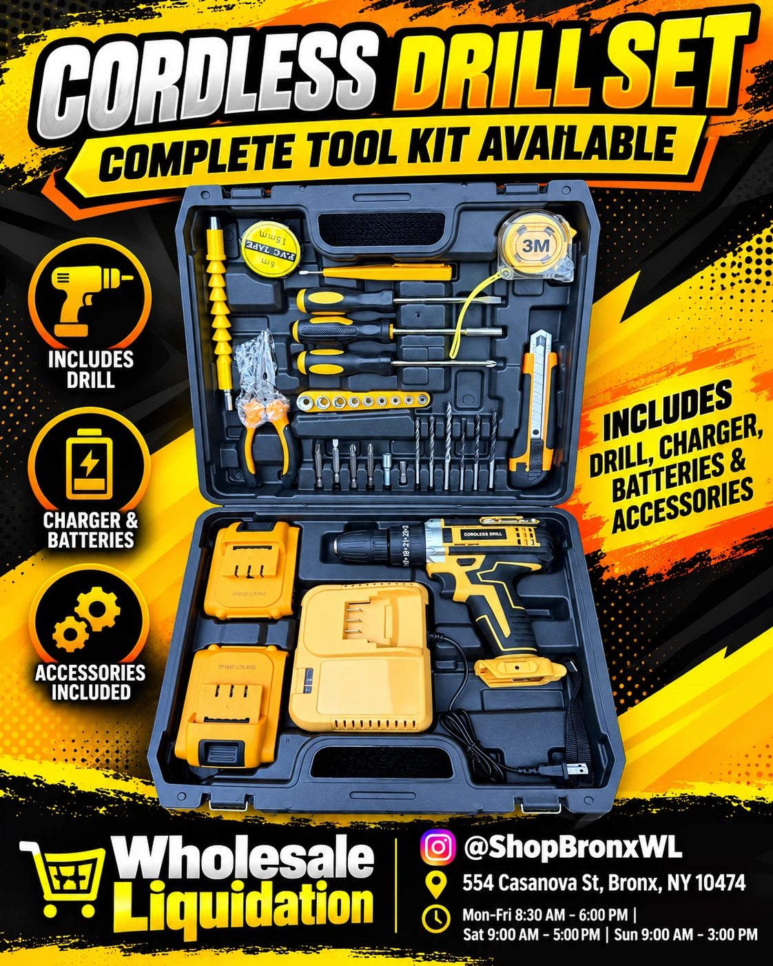 Cordless Drill Tool Kit Set