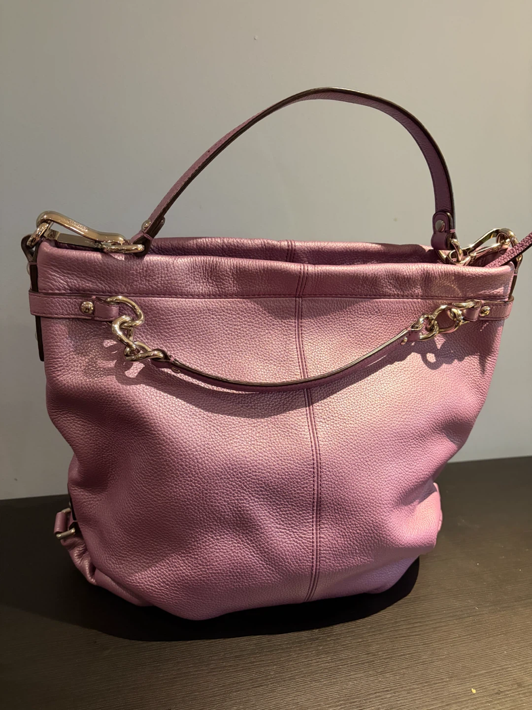 Coach Brooke Lilac Purple Metallic Leather Hobo Bag