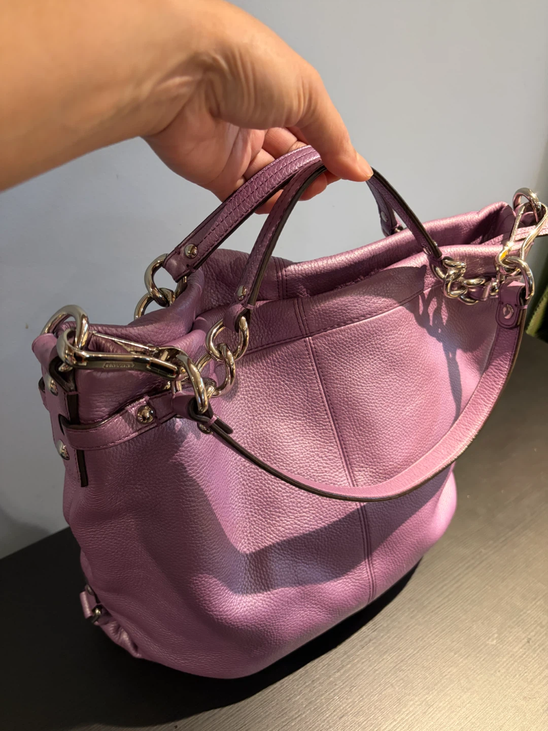 Coach Brooke Lilac Purple Metallic Leather Hobo Bag - photo 3