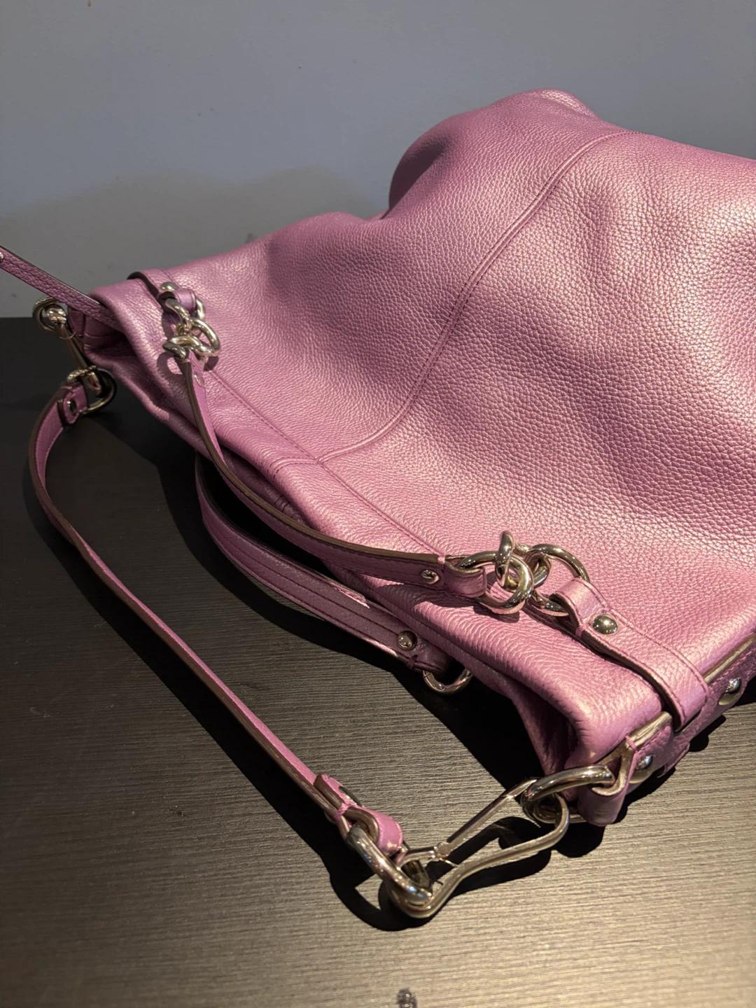 Coach Brooke Lilac Purple Metallic Leather Hobo Bag - photo 5