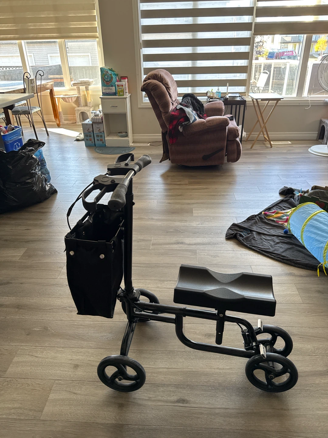 Black Knee Scooter with Storage Basket