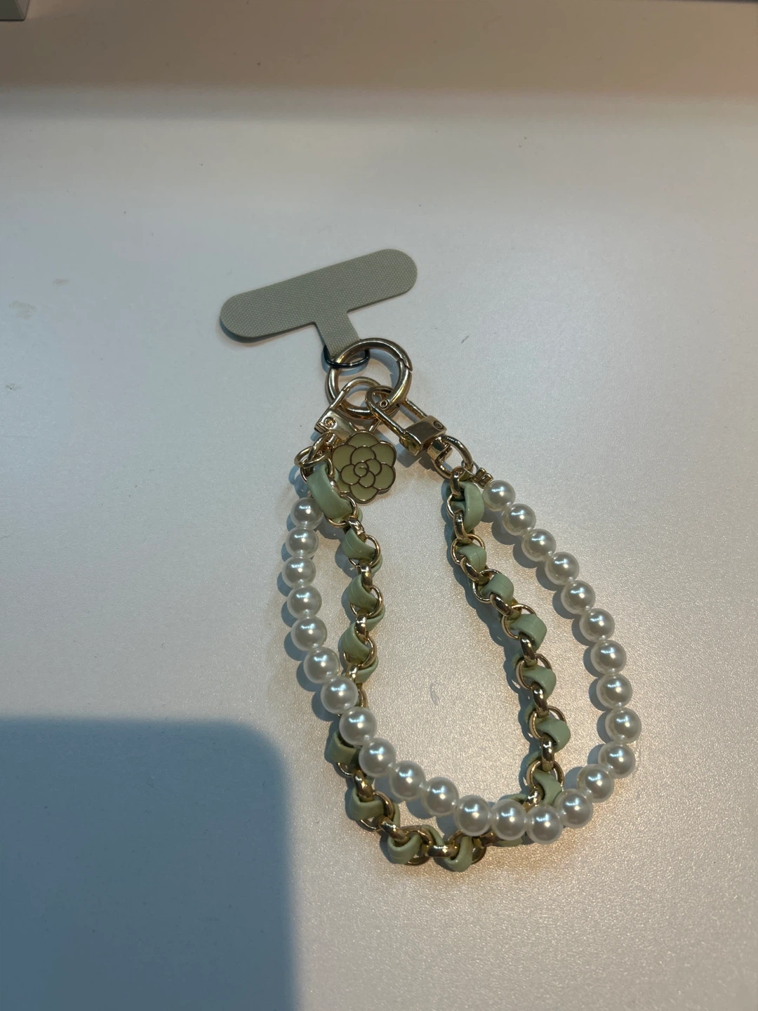Pearl and Mint Green Chain Bag Strap