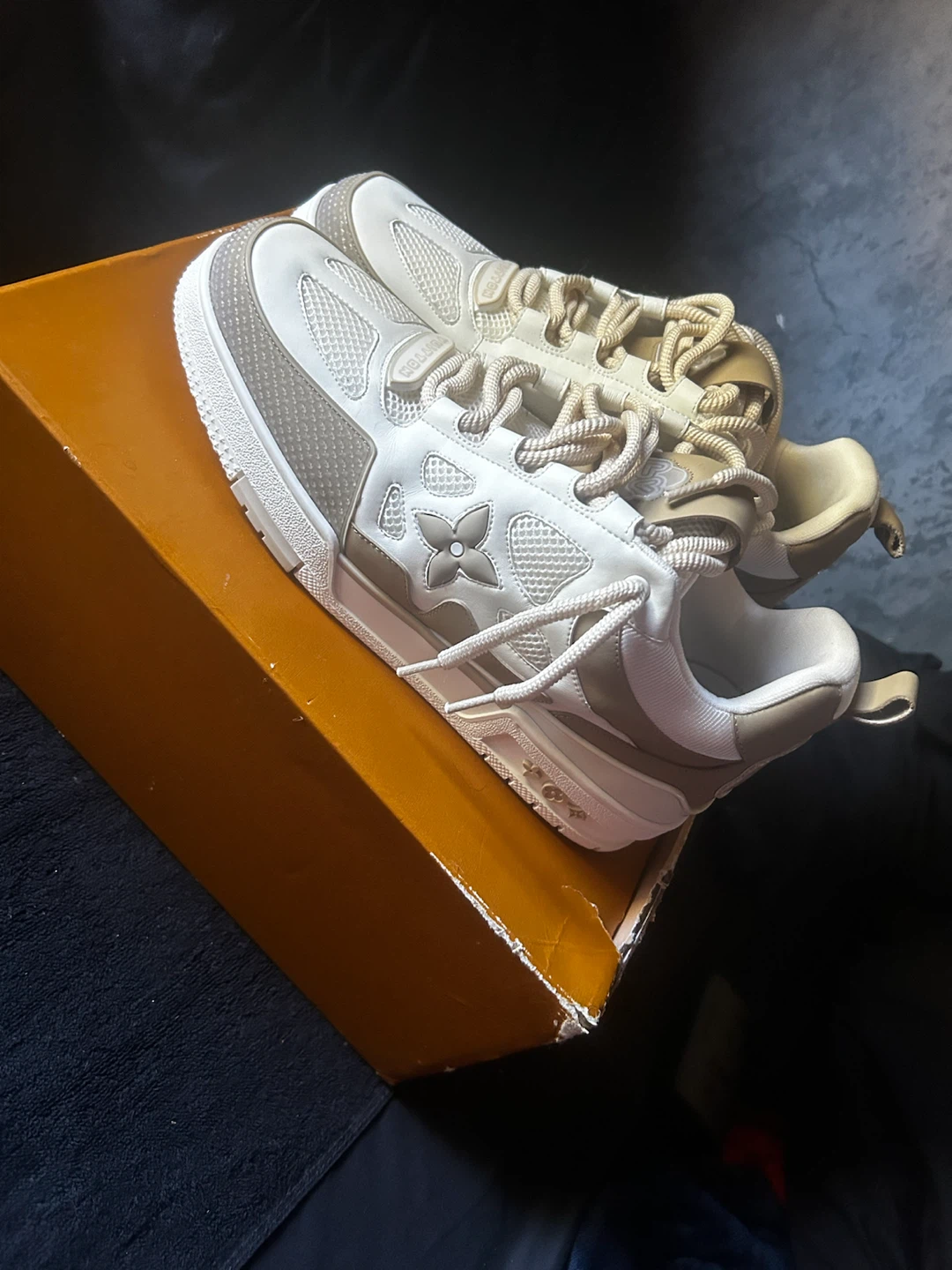 Louis Vuitton Cream Skate Sneakers - Size 13