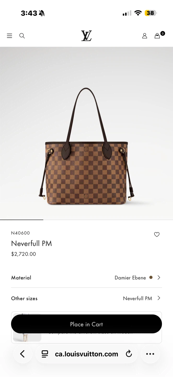 Louis Vuitton Neverfull PM Damier Ebene