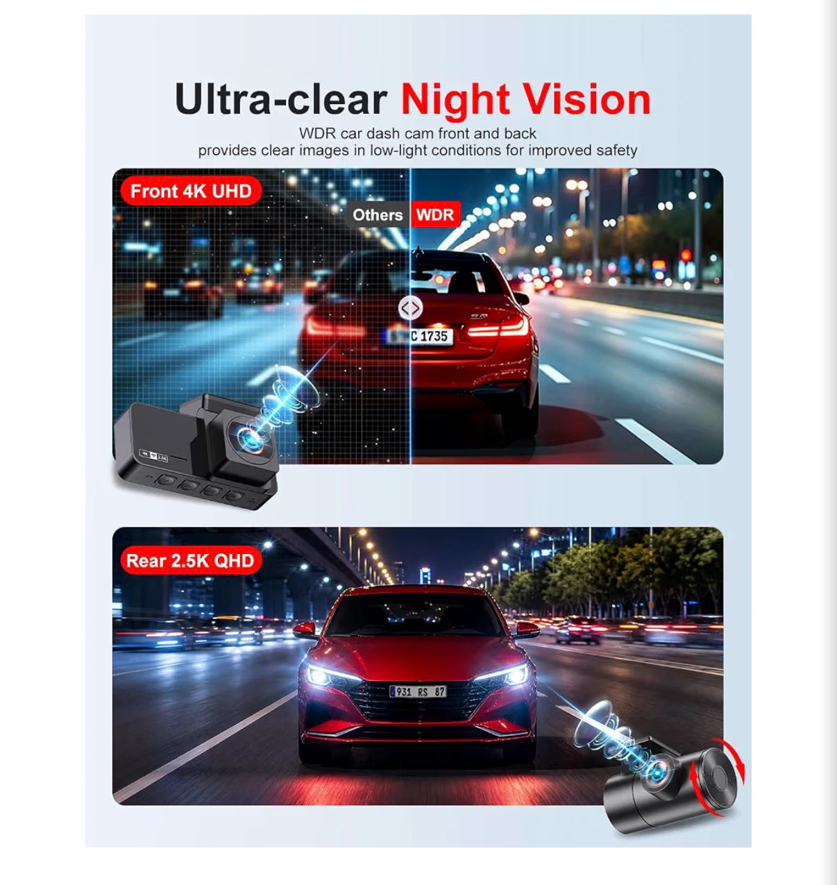 Winail 4K Dual Dash Cam Front and Rear with 64GB Card - photo 5