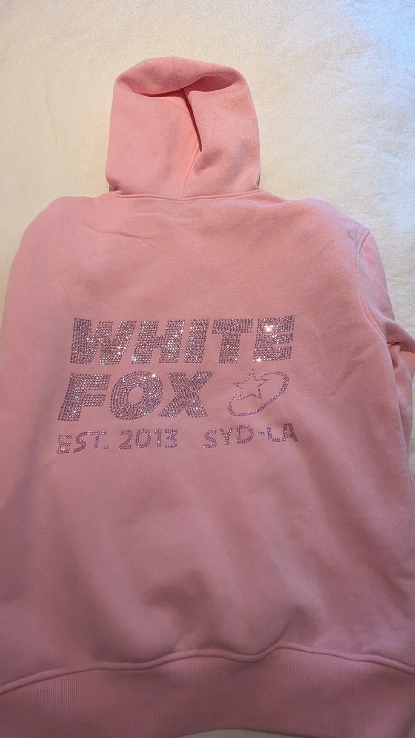 White Fox Pink Rhinestone Hoodie