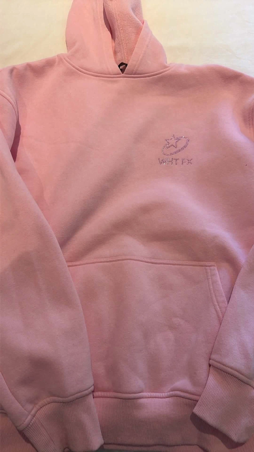 White Fox Pink Rhinestone Hoodie - photo 2