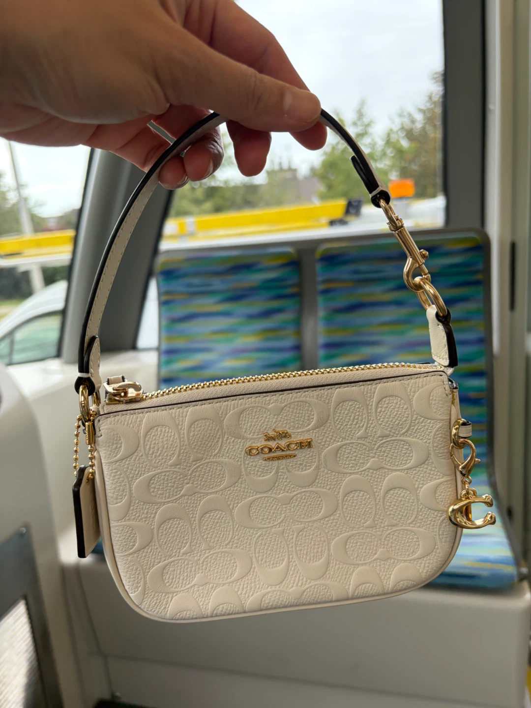 Coach White Leather Wristlet