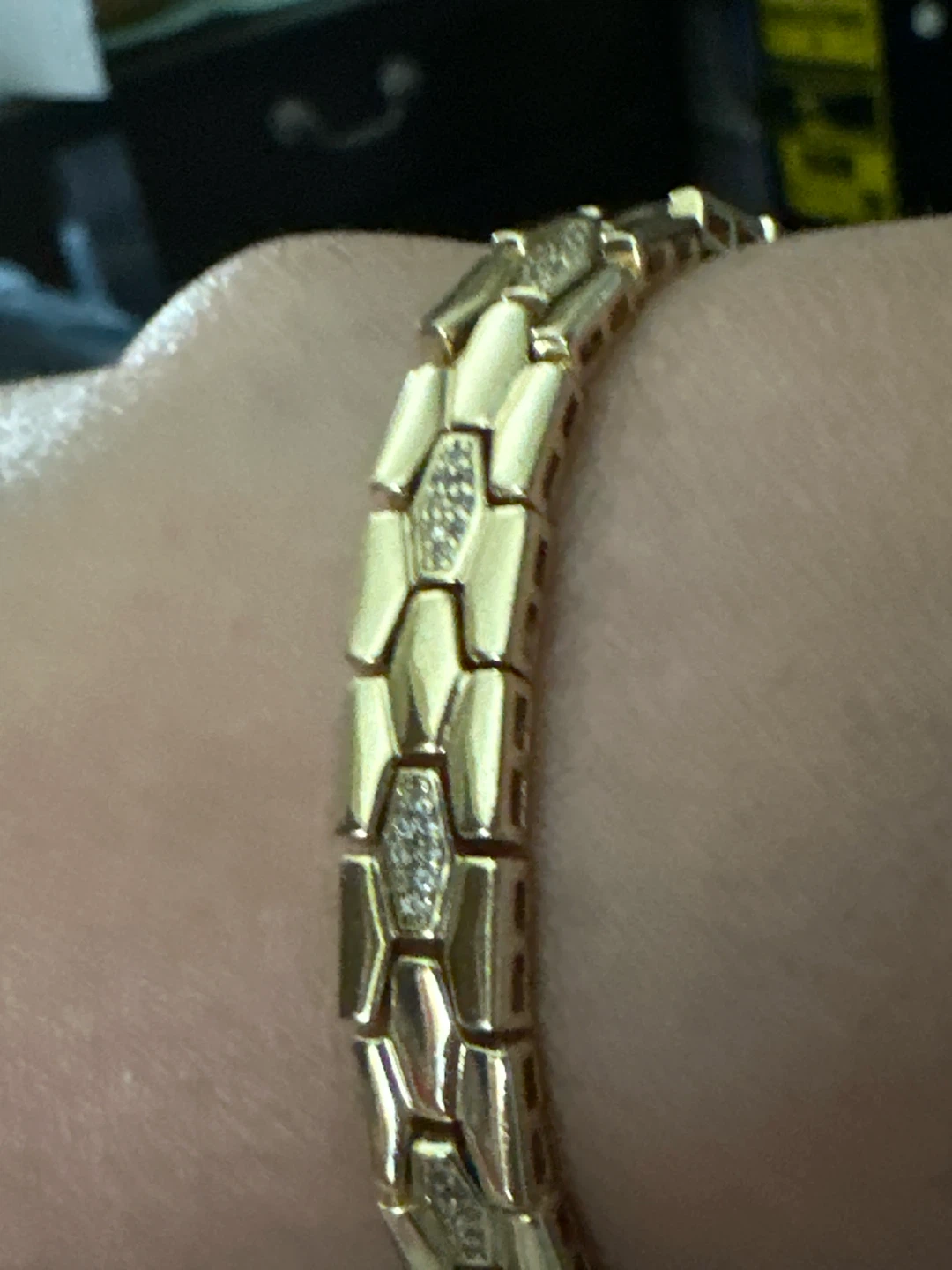 14k Gold-tone laminated Link Bracelet with Accents