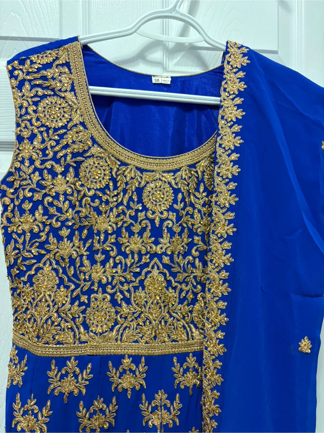 Blue and Gold Embroidered Anarkali Dress - photo 2