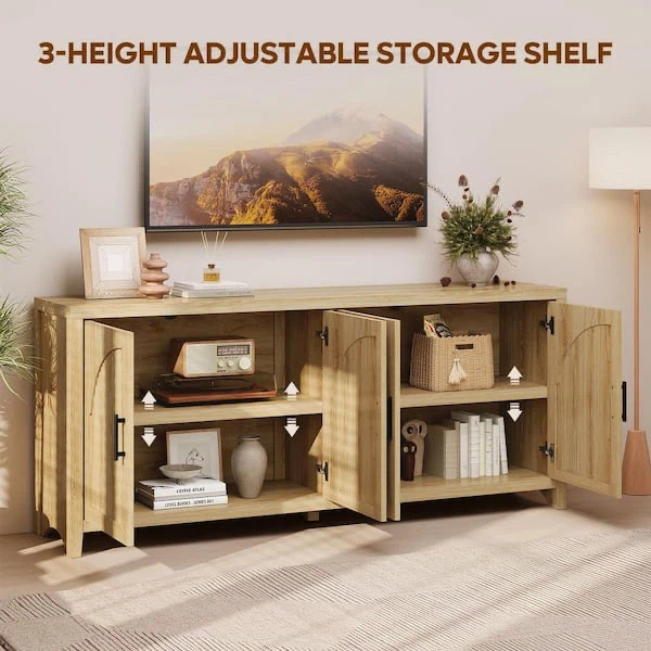 Wood Grain TV Stand with 4 Doors - photo 2