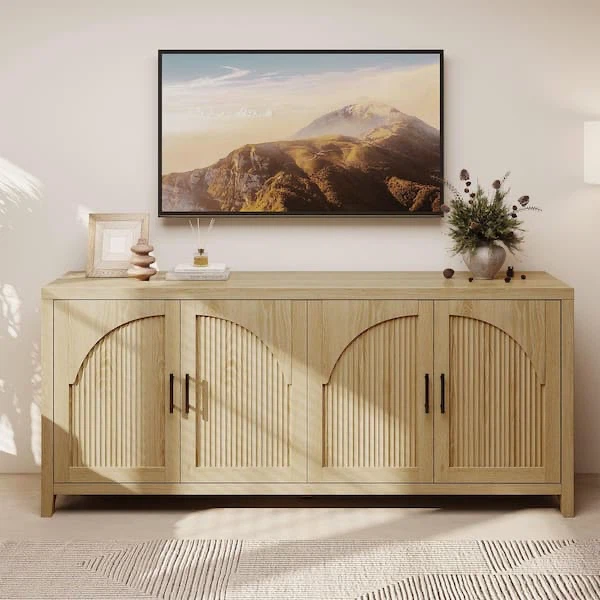 Wood Grain TV Stand with 4 Doors - photo 4
