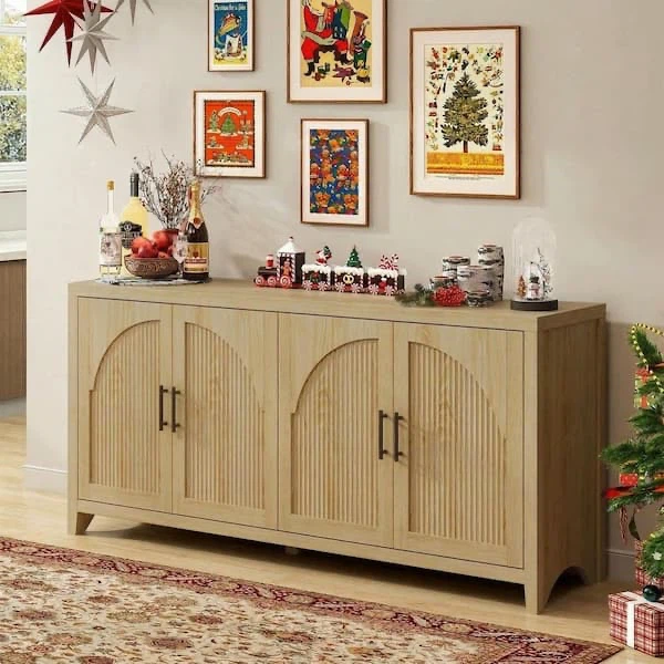 Wood Grain TV Stand with 4 Doors - photo 5