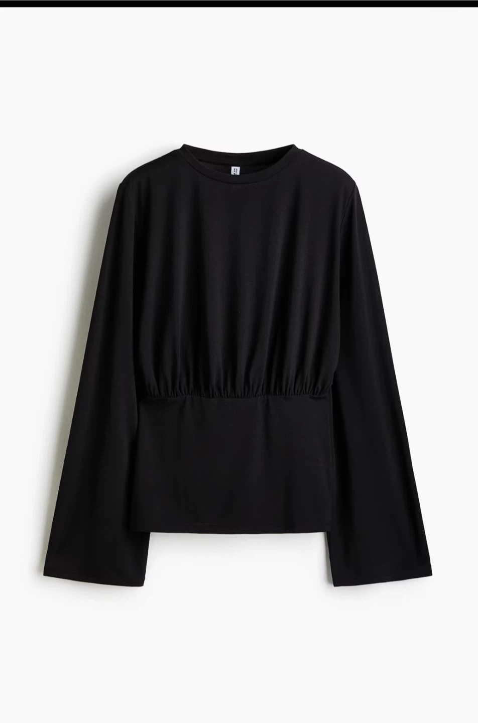 H&M DIVIDED Black Long Sleeve Gathered Waist Top