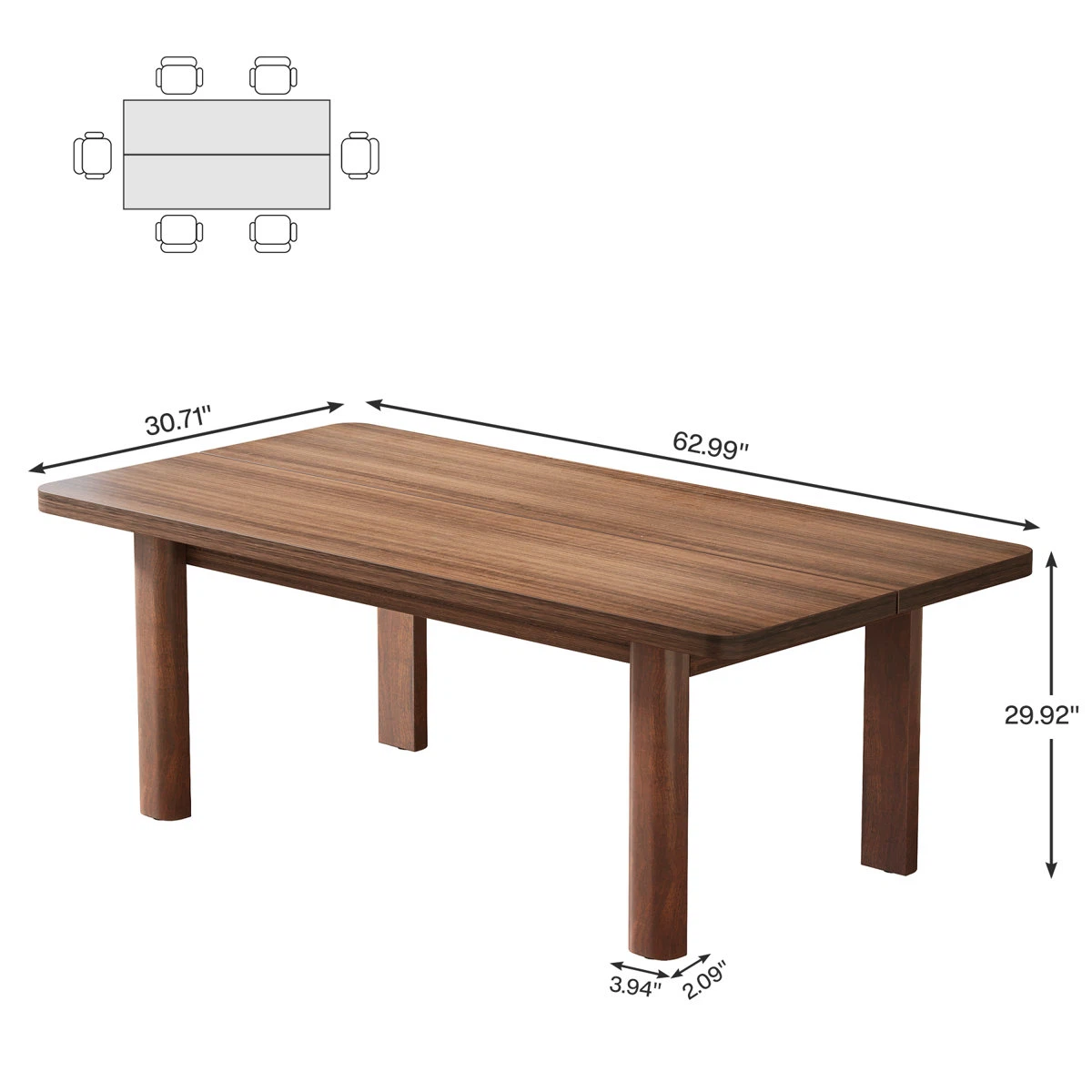 Modern Walnut Dining Table - photo 2