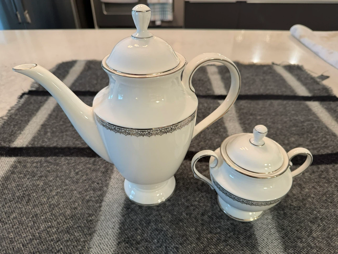 Lenox Lace Couture Coffee Pot and Sugar Bowl