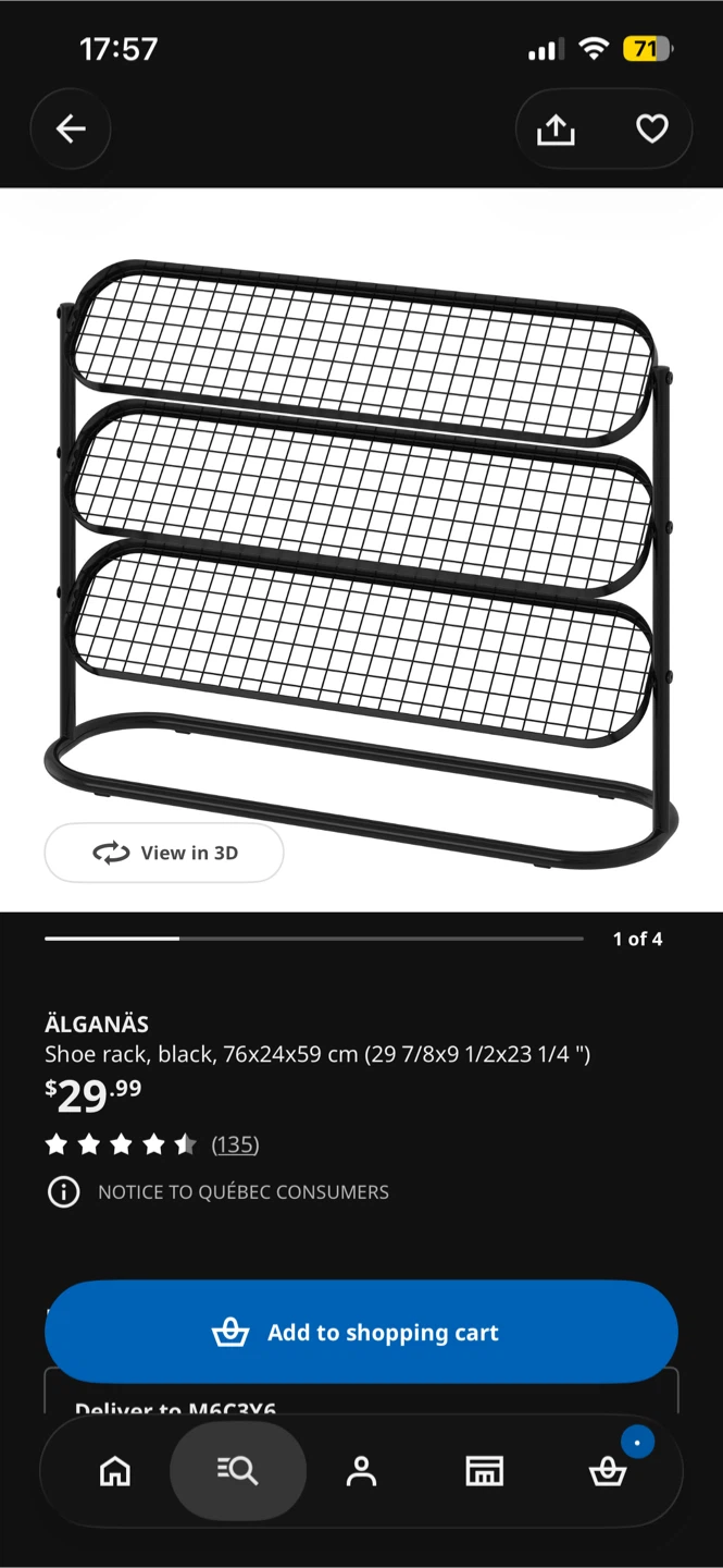 IKEA ALGANAS Shoe Rack Black