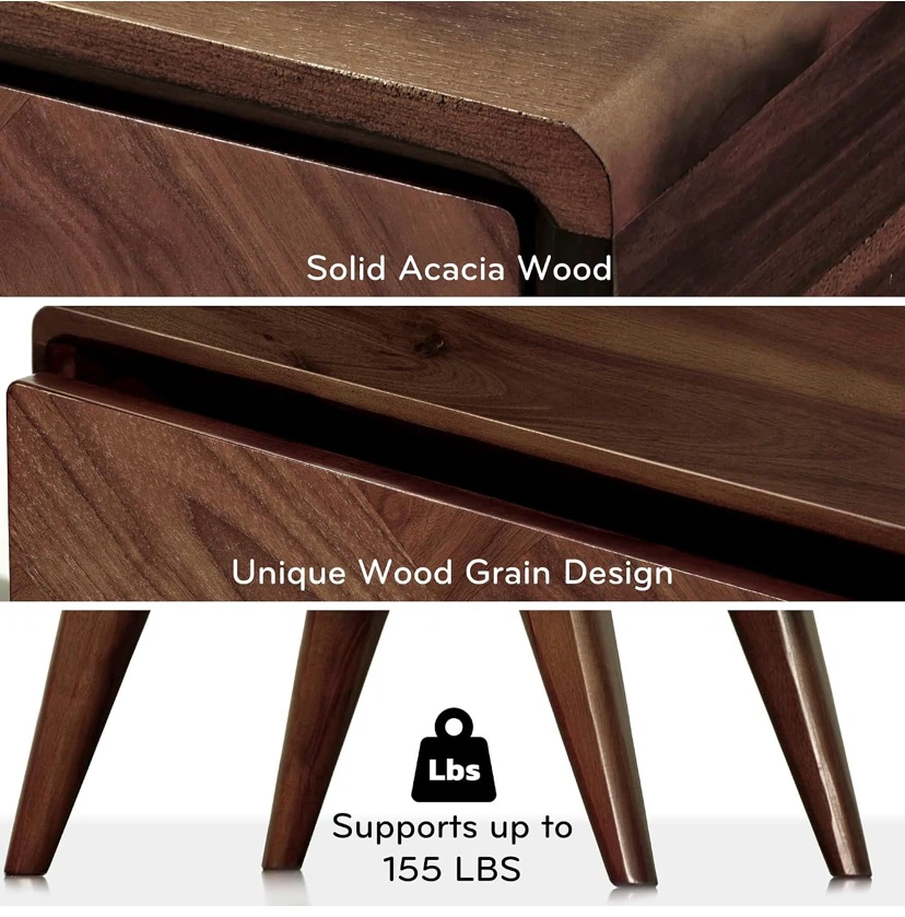 New Laden Solid Acacia Wood Nightstand - photo 5