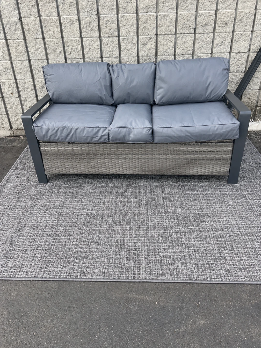 Gray Outdoor Wicker Sofa - photo 2