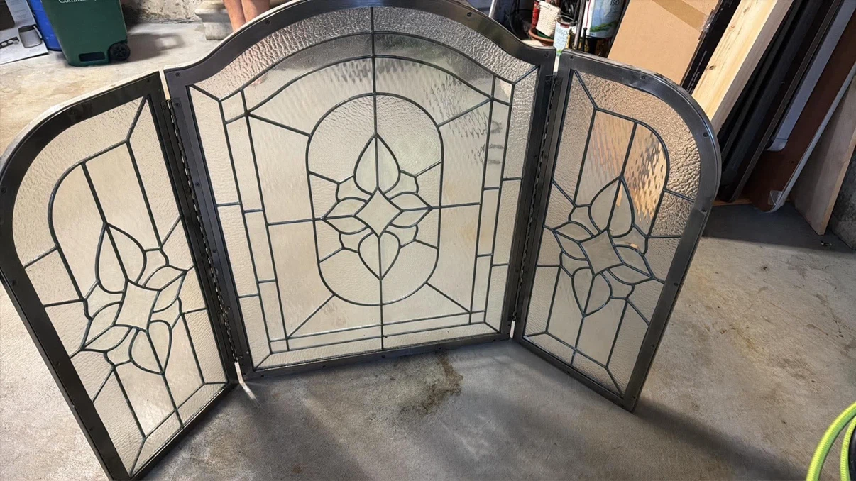 Three-Panel Stained Glass Fireplace Screen - photo 4