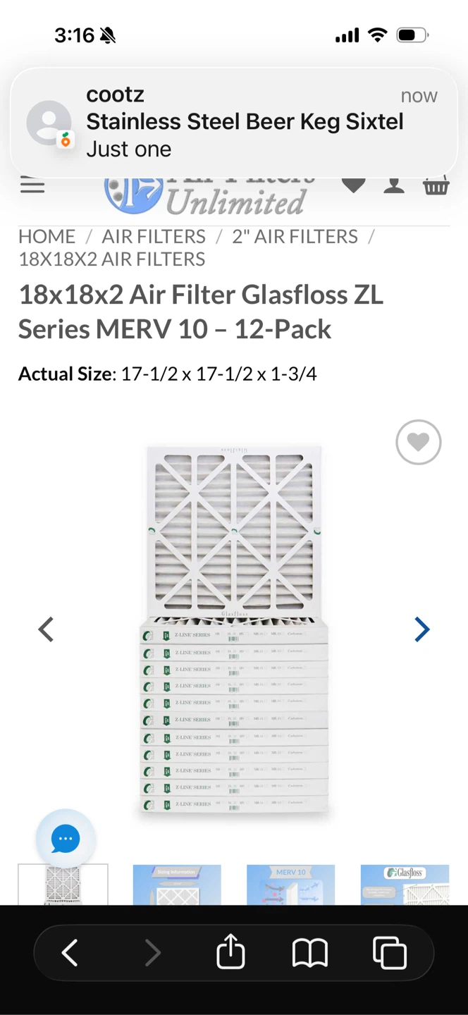 12-Pack Glasfloss Z-Line MERV 10 Air Filters 18x18x2
