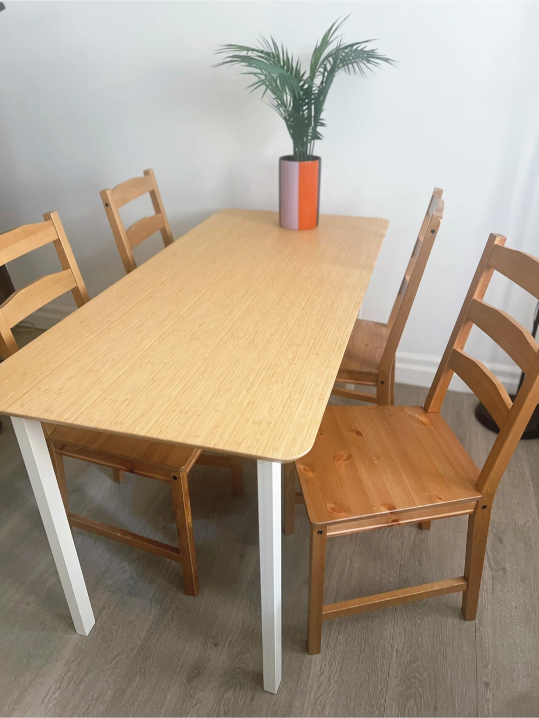 Delivery Available IKEA bamboo dining table with four chairs - photo 2