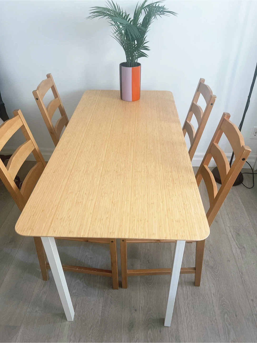 Delivery Available IKEA bamboo dining table with four chairs