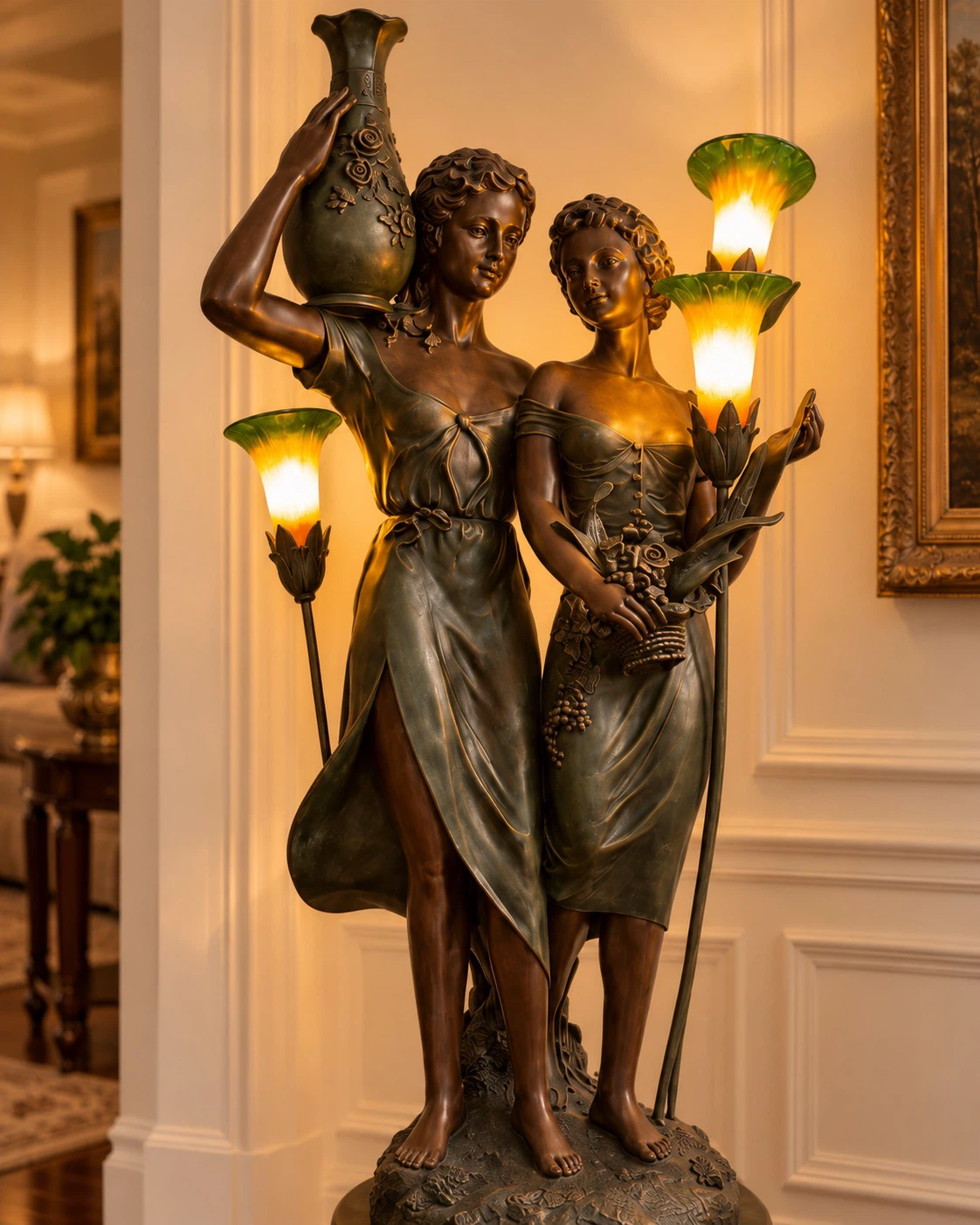 Vintage Bronze Figural Floor Lamp – 62” - photo 2