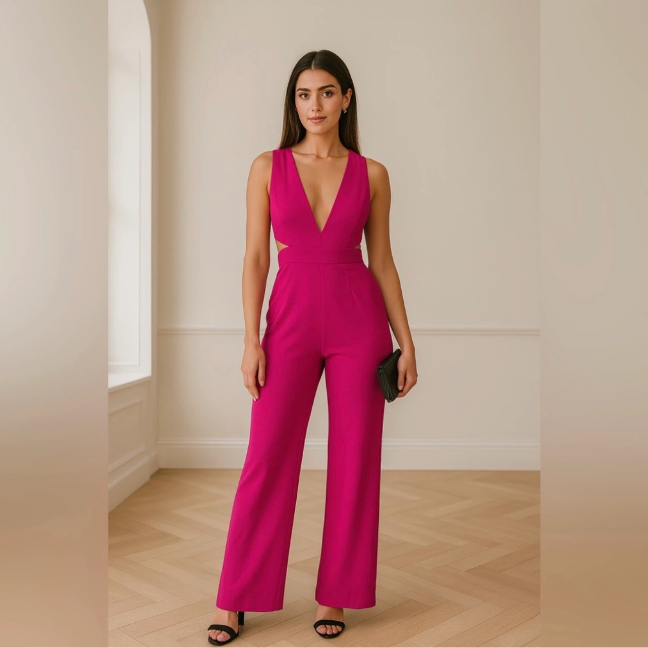 Black Cut-Out Wide Leg Jumpsuit
