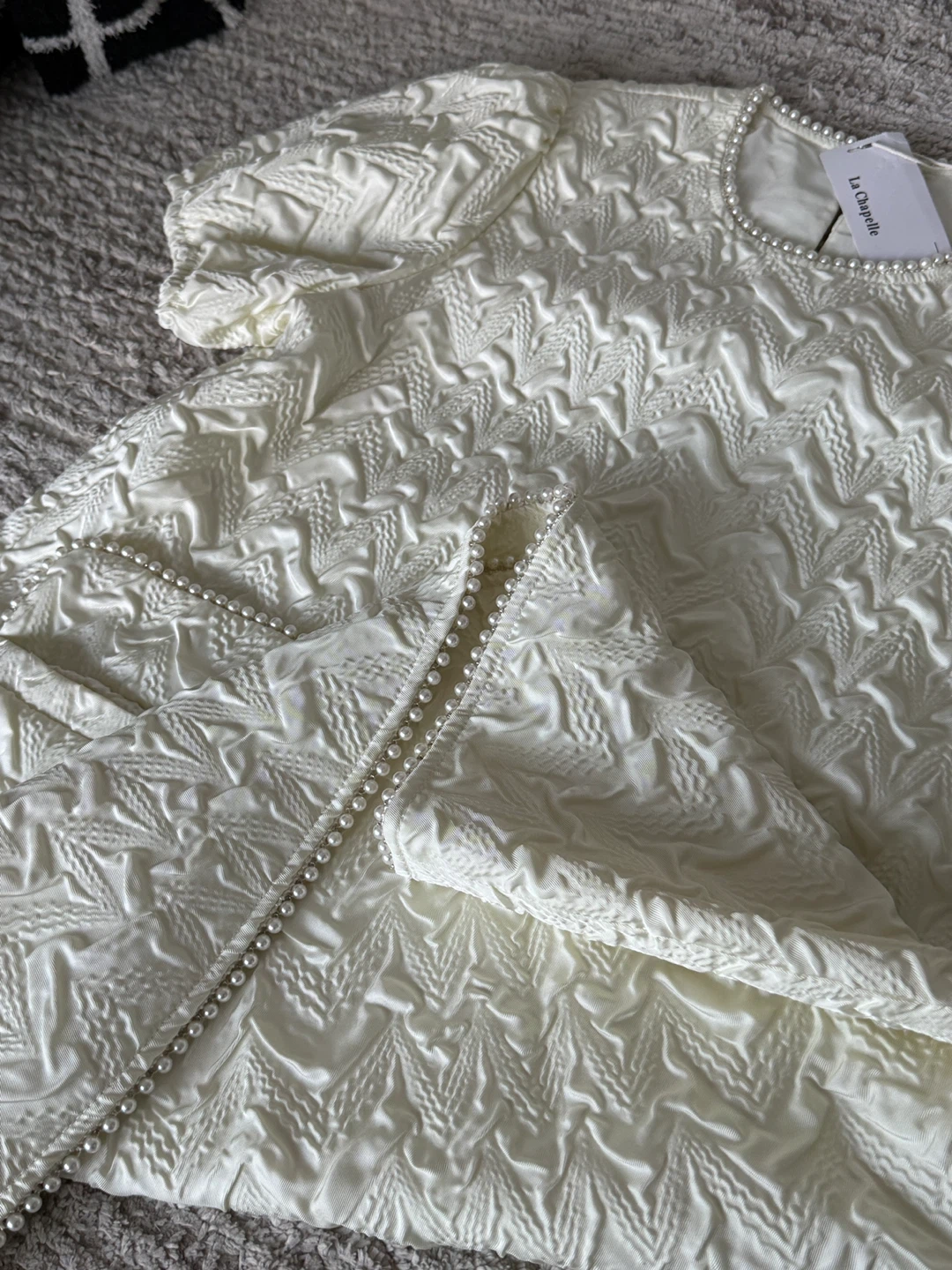 Cream Pearl Embellished Dress Size M - photo 4