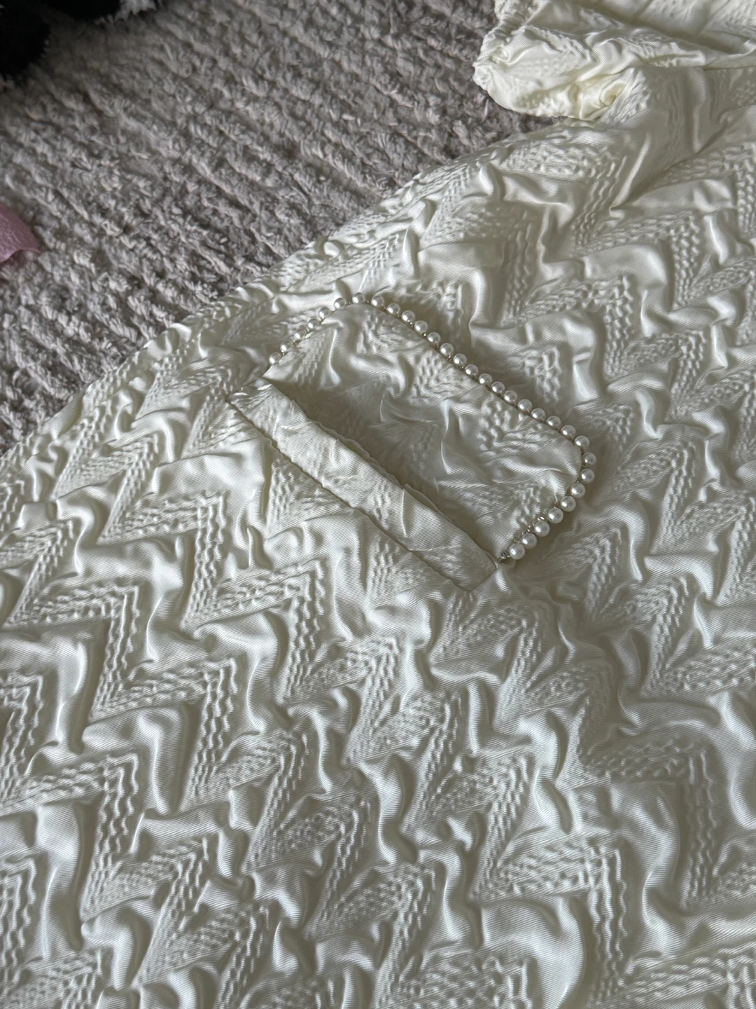 Cream Pearl Embellished Dress Size M - photo 5