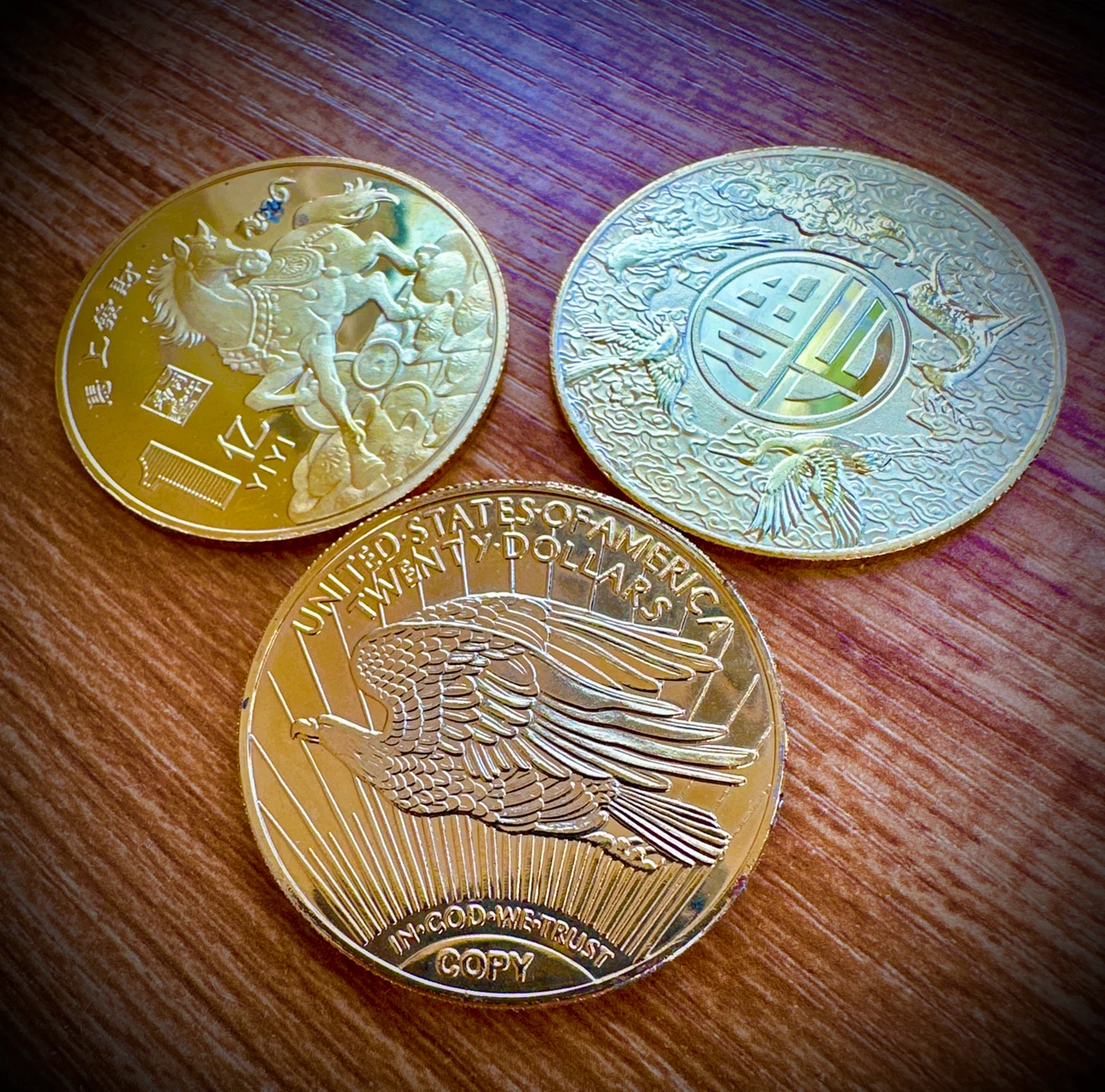 Set of 3 Decorative Gold-Tone Coins - photo 2