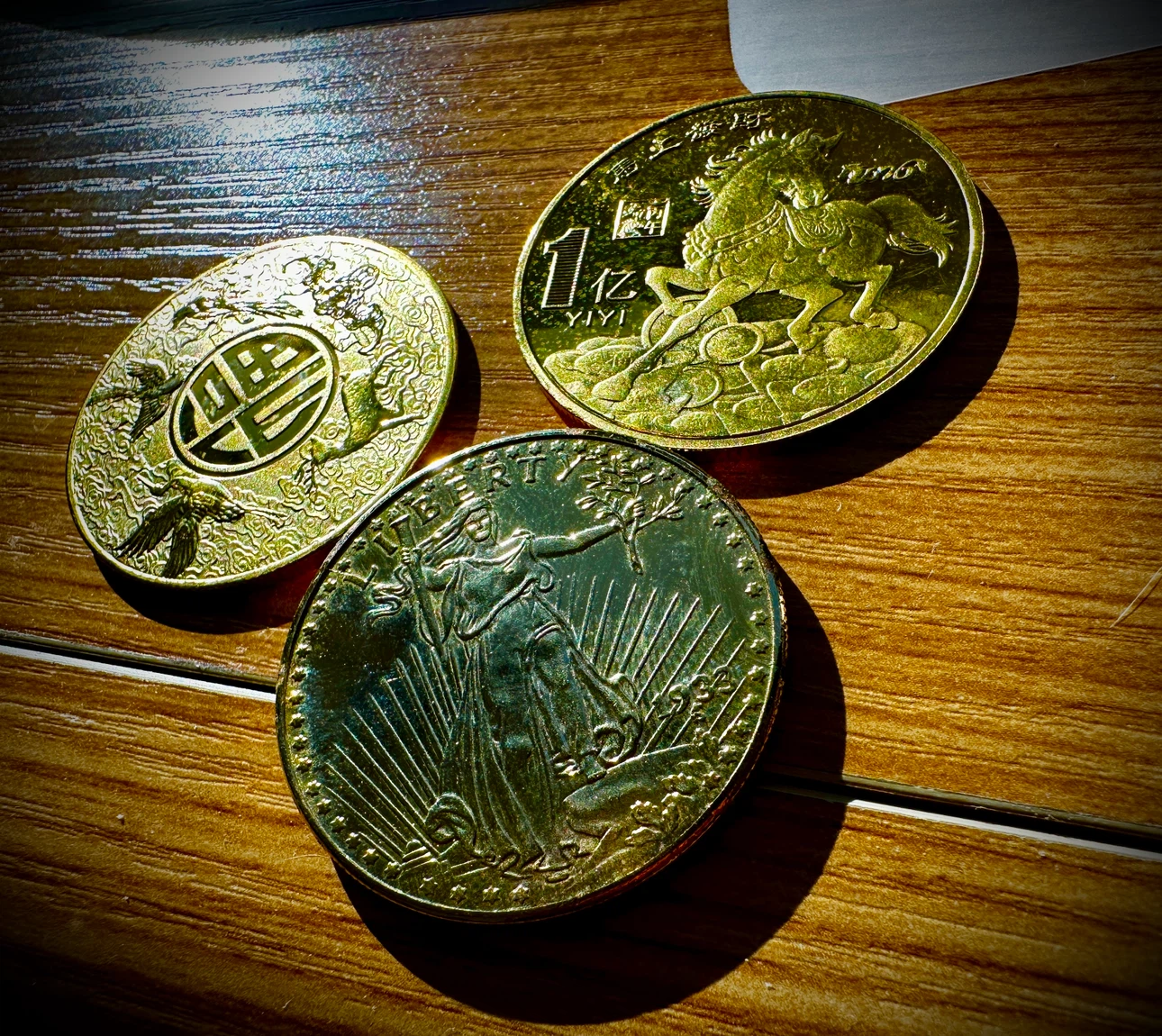 Set of 3 Decorative Gold-Tone Coins - photo 3